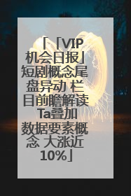 「VIP机会日报」短剧概念尾盘异动 栏目前瞻解读 Ta叠加数据要素概念 大涨近10%