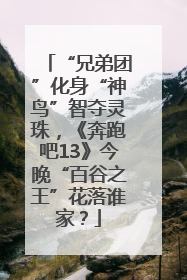 “兄弟团”化身“神鸟”智夺灵珠，《奔跑吧13》今晚“百谷之王”花落谁家？