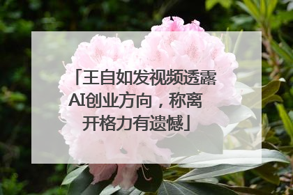 王自如发视频透露AI创业方向，称离开格力有遗憾