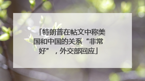 特朗普在帖文中称美国和中国的关系“非常好”，外交部回应