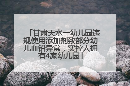 甘肃天水一幼儿园违规使用添加剂致部分幼儿血铅异常，实控人拥有4家幼儿园