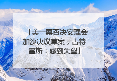 美一票否决安理会加沙决议草案，古特雷斯：感到失望