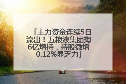 主力资金连续5日流出！五粮液集团掏6亿增持，持股微增0.12%显乏力