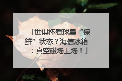世俱杯看球星“保鲜”状态？海信冰箱：真空磁场上场！
