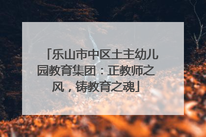 乐山市中区土主幼儿园教育集团：正教师之风，铸教育之魂