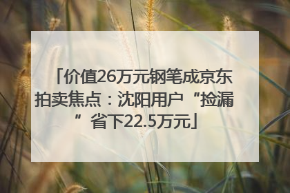 价值26万元钢笔成京东拍卖焦点：沈阳用户“捡漏”省下22.5万元