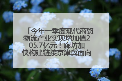 今年一季度现代商贸物流产业实现增加值205.7亿元！廊坊加快构建链接京津冀面向全世界的物流通道