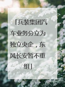 兵装集团汽车业务分立为独立央企，东风长安暂不重组