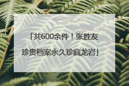 共600余件！张胜友珍贵档案永久珍藏龙岩
