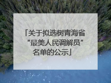 关于拟选树青海省“最美人民调解员” 名单的公示