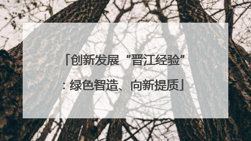 创新发展“晋江经验”：绿色智造、向新提质