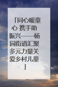 同心暖童心 携手助振兴——杨园街道汇聚多元力量关爱乡村儿童