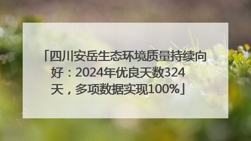 四川安岳生态环境质量持续向好：2024年优良天数324天，多项数据实现100%