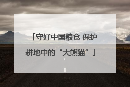 守好中国粮仓 保护耕地中的“大熊猫”
