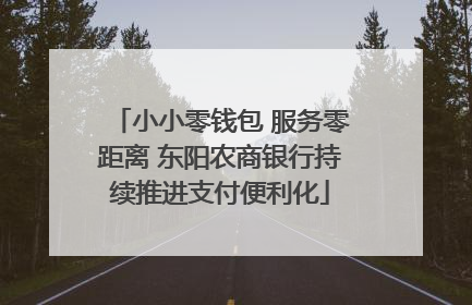 小小零钱包 服务零距离 东阳农商银行持续推进支付便利化