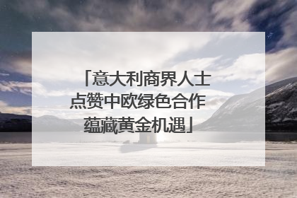 意大利商界人士点赞中欧绿色合作蕴藏黄金机遇