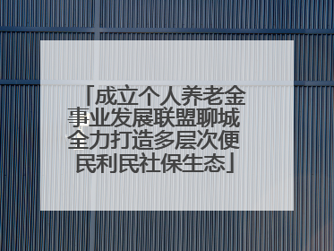 成立个人养老金事业发展联盟聊城全力打造多层次便民利民社保生态