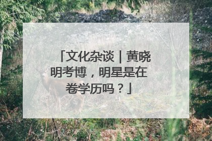 文化杂谈｜黄晓明考博，明星是在卷学历吗？