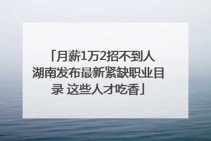 月薪1万2招不到人 湖南发布最新紧缺职业目录 这些人才吃香