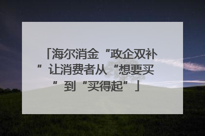 海尔消金“政企双补”让消费者从“想要买”到“买得起”
