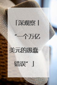 深观察丨“一个万亿美元的愚蠢错误”