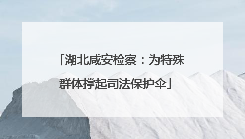 湖北咸安检察：为特殊群体撑起司法保护伞