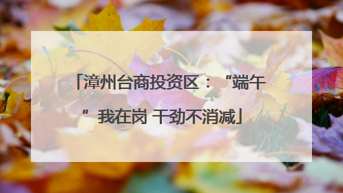 漳州台商投资区：“端午”我在岗 干劲不消减