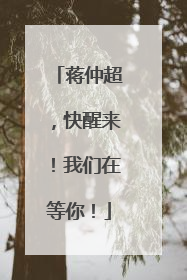 蒋仲超，快醒来！我们在等你！