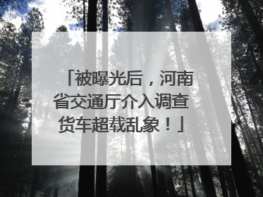 被曝光后，河南省交通厅介入调查货车超载乱象！