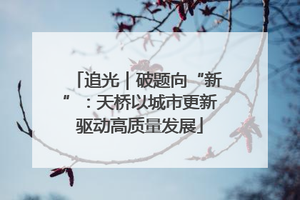 追光｜破题向“新”：天桥以城市更新驱动高质量发展