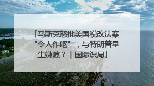 马斯克怒批美国税改法案“令人作呕”，与特朗普早生嫌隙？｜国际识局