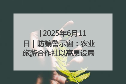 2025年6月11日｜防骗警示窗：农业旅游合作社以高息设局，集资380万