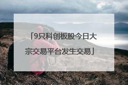 9只科创板股今日大宗交易平台发生交易